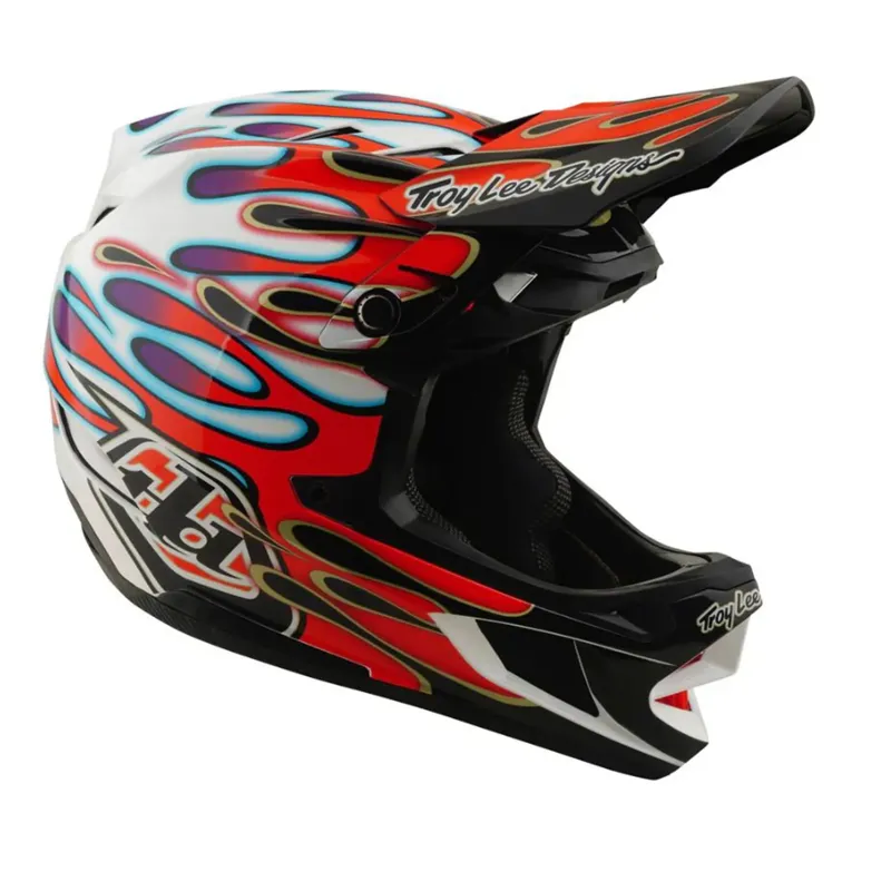 Troy Lee Designs D4 Composite Helmet Overspray White / Red-6