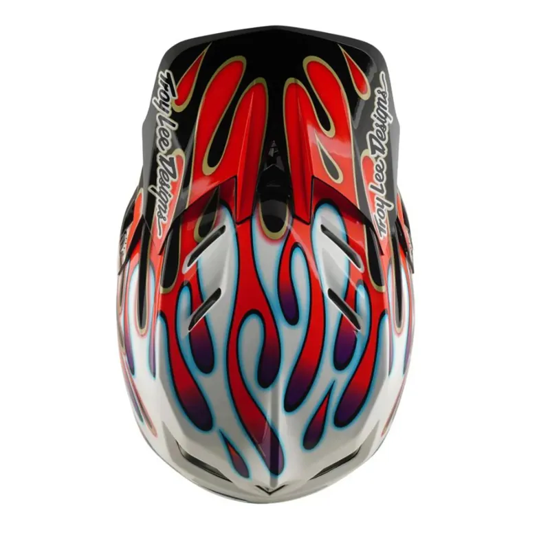 Troy Lee Designs D4 Composite Helmet Overspray White / Red-7