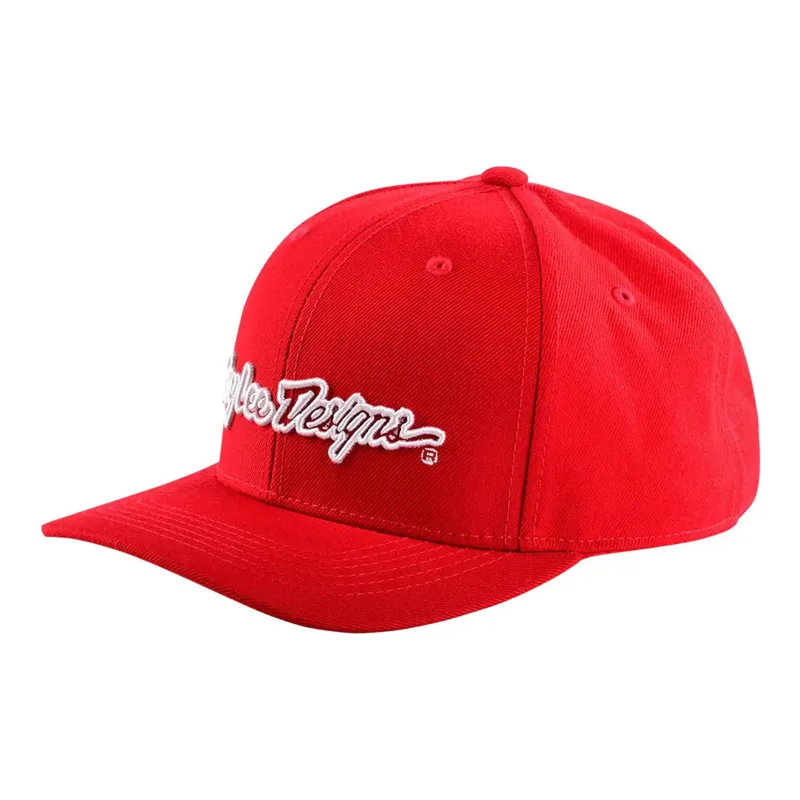 Troy Lee Youth Flat Bill Snapback Hat One Size Signature Red/White