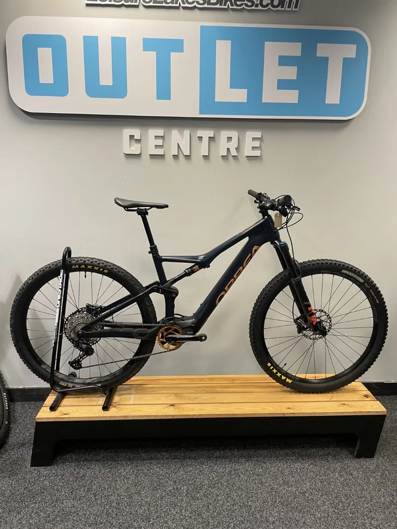 Second Hand Orbea Rise M20 29er Large Electric Mountain Bike 2022 Coal Blue/Red Gold