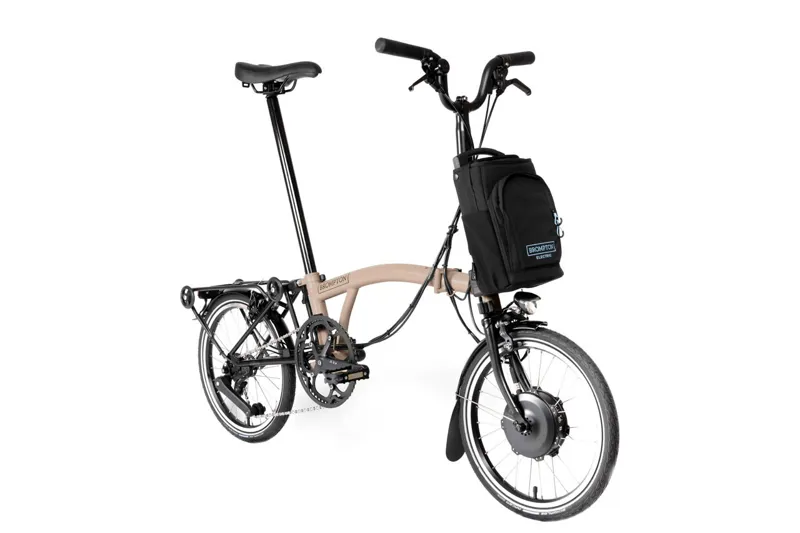 Brompton Electric C Line 12 Speed Mid Bar Folding Bike 2025 Dune Sand-1