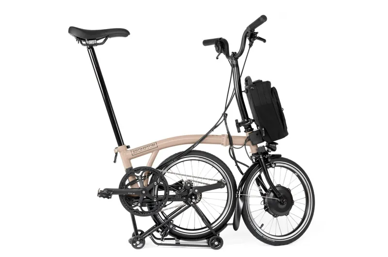 Brompton Electric C Line 12 Speed Mid Bar Folding Bike 2025 Dune Sand-2