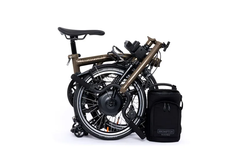 Brompton Electric P Line 4 Speed High Bar Folding Bike 2024 Bronze Sky Metallic-2