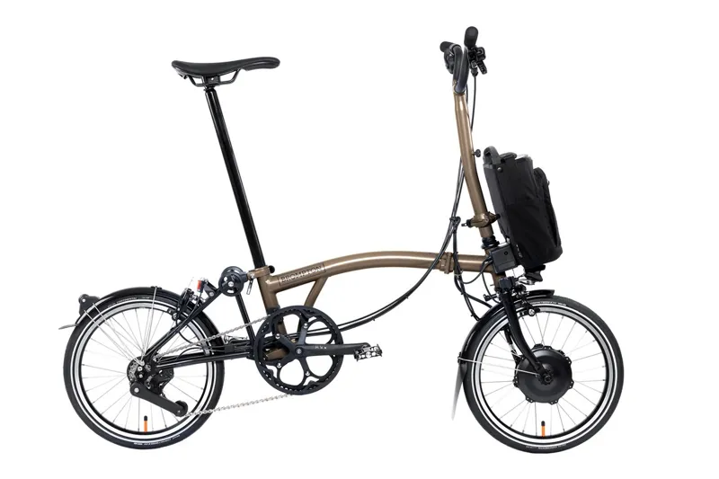 Brompton Electric P Line 4 Speed High Bar Folding Bike 2024 Bronze Sky Metallic