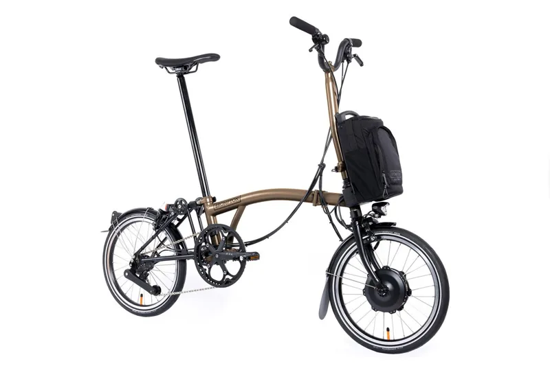 Brompton Electric P Line 4 Speed High Bar Folding Bike 2024 Bronze Sky Metallic-7