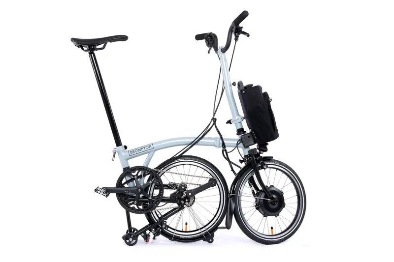 Brompton Electric P Line 4 Speed Mid Bar Folding Bike 2024 Lunar Ice-2