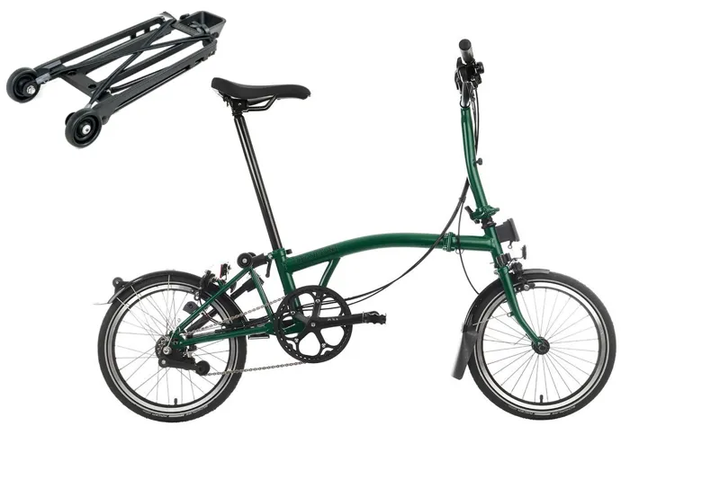 Brompton C Line Mid 6 Speed Folding Bike 2025 With Rack Racing Green