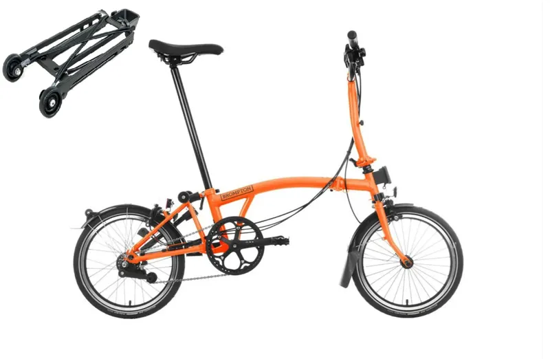 Brompton C Line Mid 6 Speed Folding Bike 2025 With Rack Sunset Orange