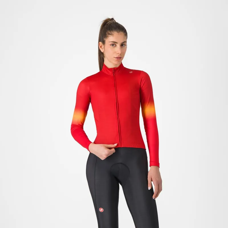Castelli Corso Thermal Jersey Rich Red/Hibiscus/Vivid Orange 
