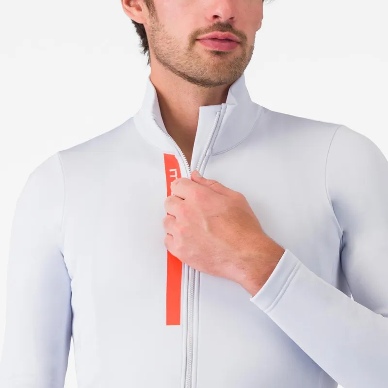 Castelli Entrata Thermal Jersey Silver Grey/Brilliant Orange -2