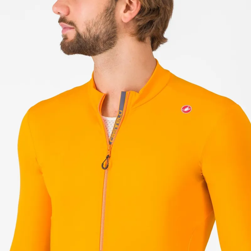 Castelli Espresso Thermal Jersey Vivid Orange/Dark Grey -2