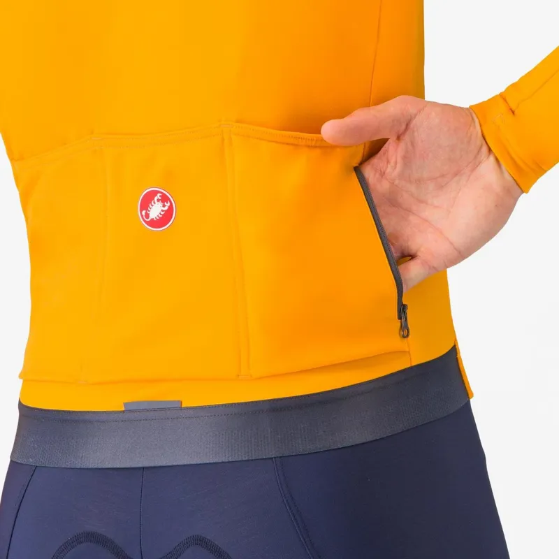 Castelli Espresso Thermal Jersey Vivid Orange/Dark Grey -3