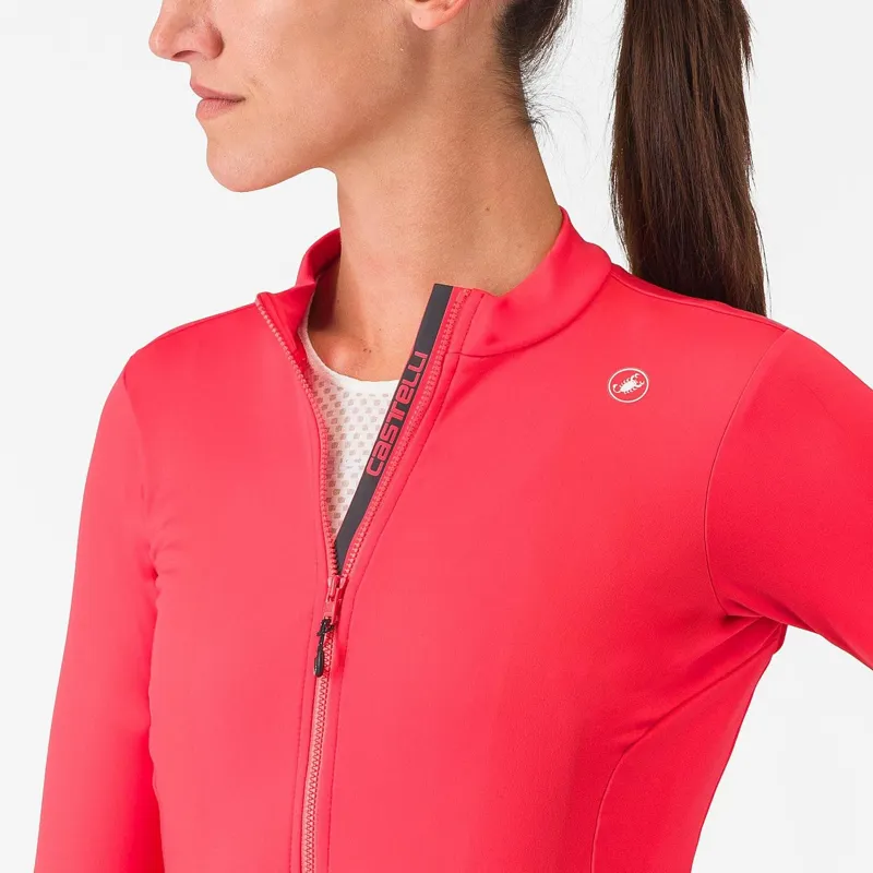 Castelli Espresso Thermal Women's Jersey Hibiscus/Dark Grey -2