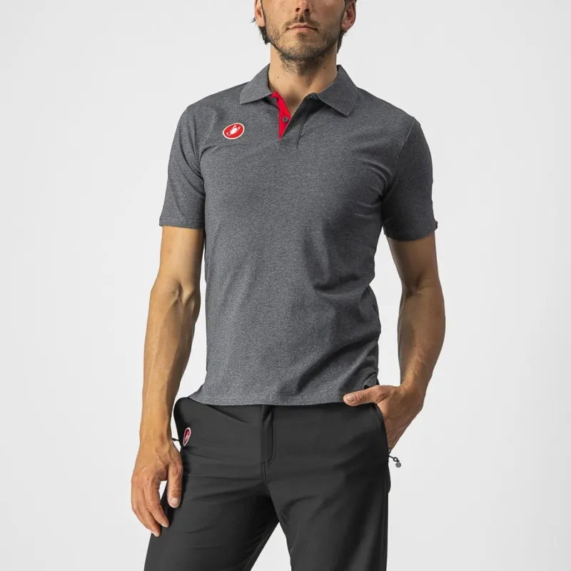 Castelli Race Day Polo Shirt Melange Grey