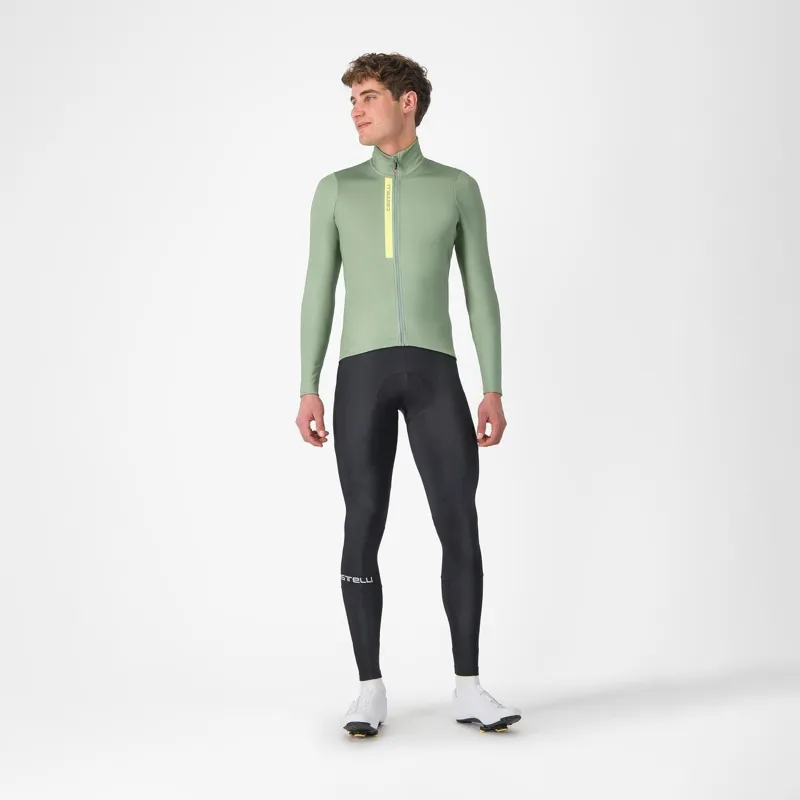 Castelli Entrata Thermal Jersey Green Pepper/Electric Lime -4