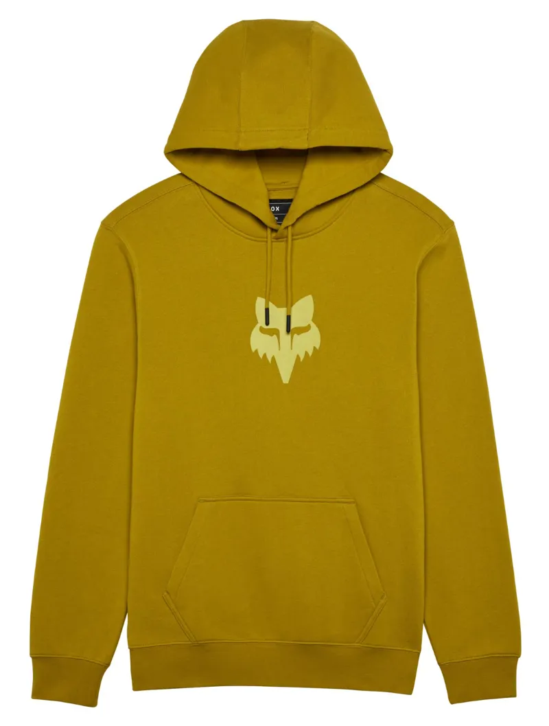 Fox Fox Head Fleece Pullover Hoodie Mustard