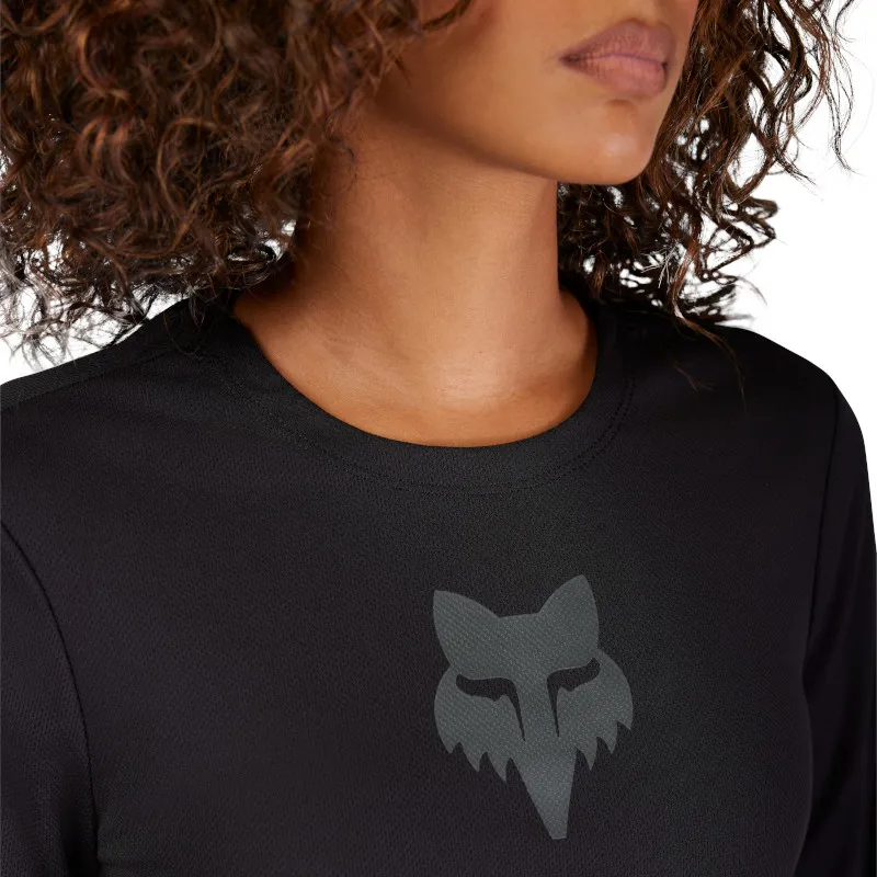 Fox Ranger Fox Head Long Sleeve Jersey Women Black-4