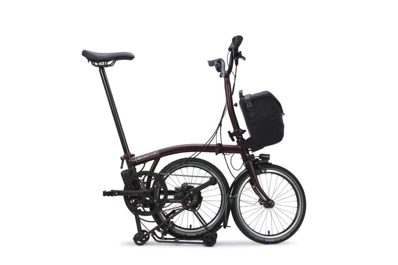 Brompton Electric C Line Mid Bar 4 Speed E Motiq Folding Bike 2026 With Rack Red Plum-2