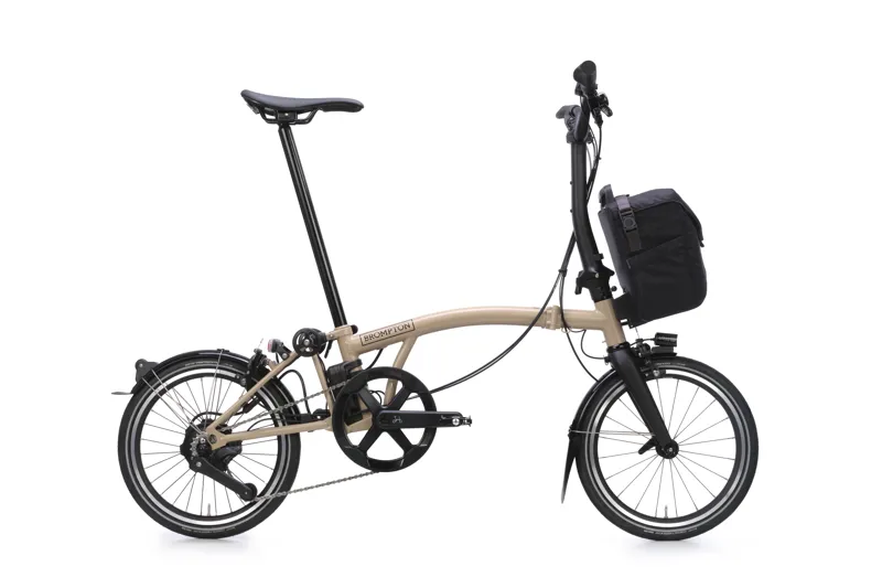 Brompton Electric P Line Mid Bar 4 Speed E Motiq Folding Bike 2026 Dune Sand-1