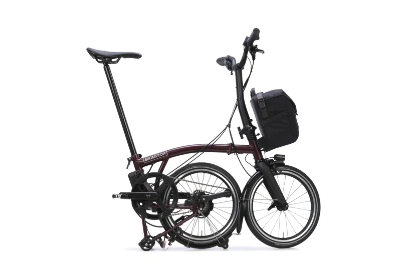 Brompton Electric P Line Mid Bar 4 Speed E Motiq Folding Bike 2026 Red Plum-2