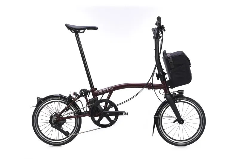 Brompton Electric P Line Mid Bar 4 Speed E Motiq Folding Bike 2026 Red Plum-1