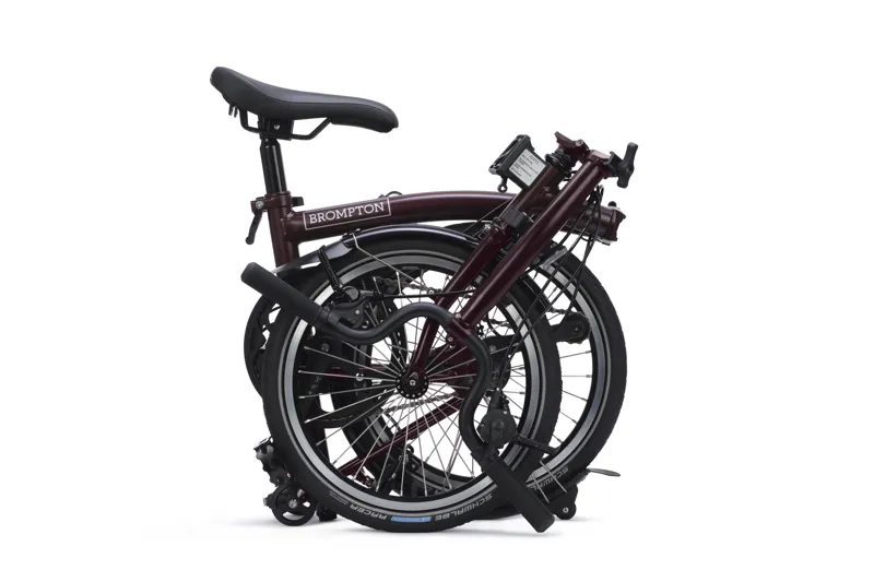Brompton C Line 4 Speed Mid Bar Folding Bike 2026 Red Plum-3