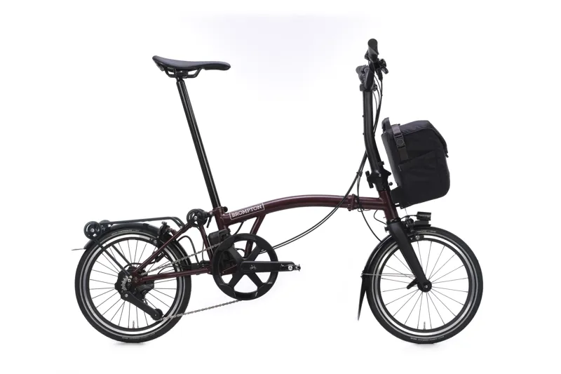 Brompton Electric C Line Mid Bar 4 Speed E Motiq Folding Bike 2026 With Rack Red Plum-1