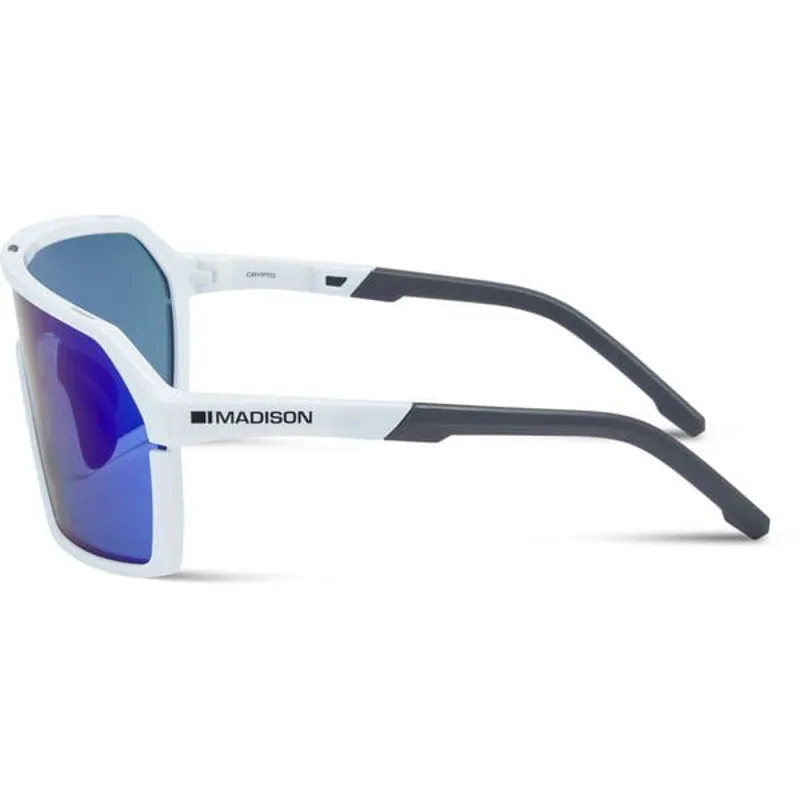 Madison Crypto Sunglasses 3 Lens Pack Gloss White/Blue Mirror/Amber and Clear Lens-3