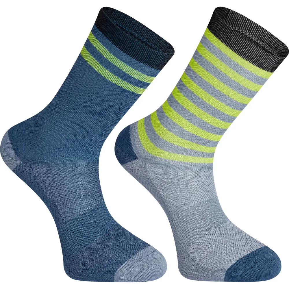 Image of Madison Sportive Long Sock Twin Pack Shale Blue/Lime Punch