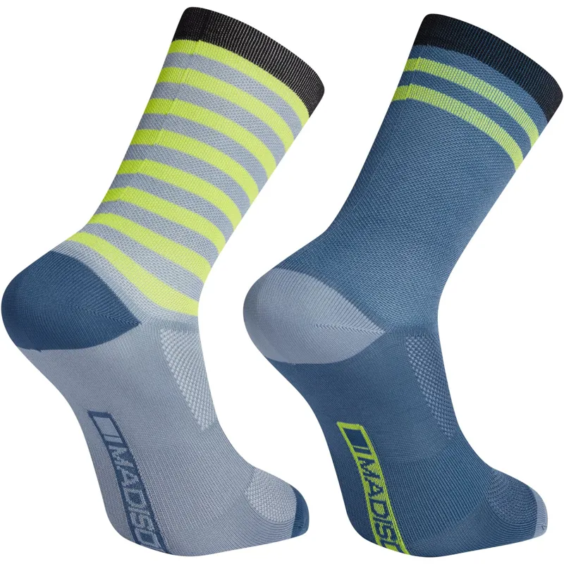 Madison Sportive Long Sock Twin Pack Shale Blue/Lime Punch-1