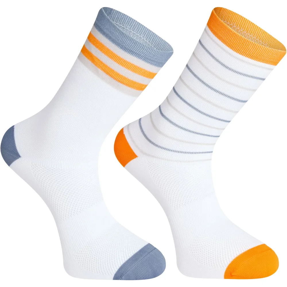 Image of Madison Sportive Long Sock Twin Pack White/White Stripe