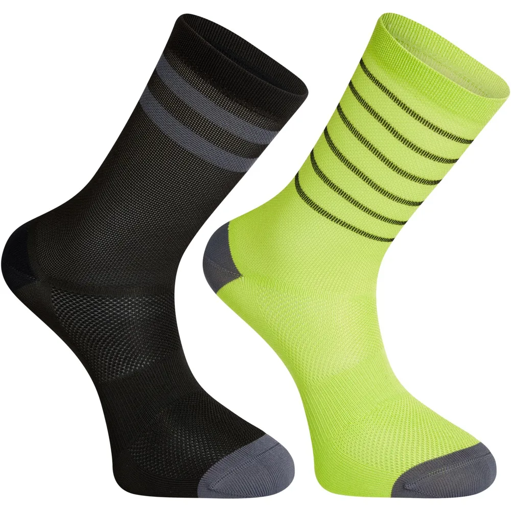 Image of Madison Sportive Mid Sock Twin Pack Black/Lime Punch