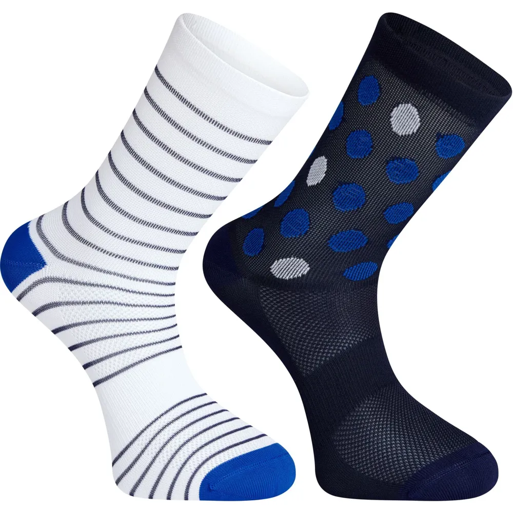 Image of Madison Sportive Mid Sock Twin Pack Blue Spot/White Stripe