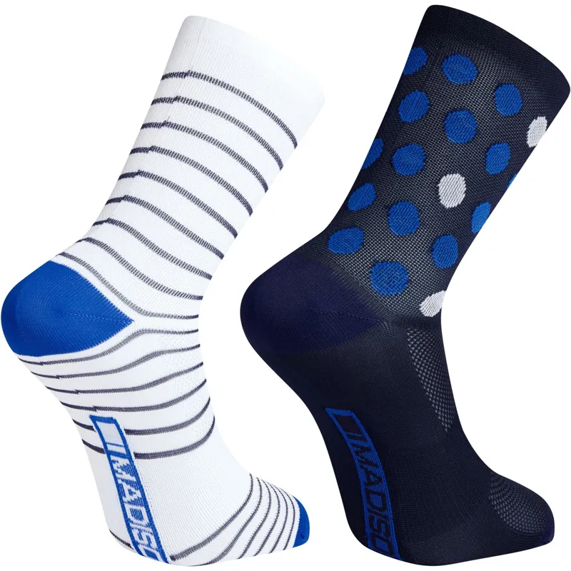 Madison Sportive Mid Sock Twin Pack Blue Spot/White Stripe-1
