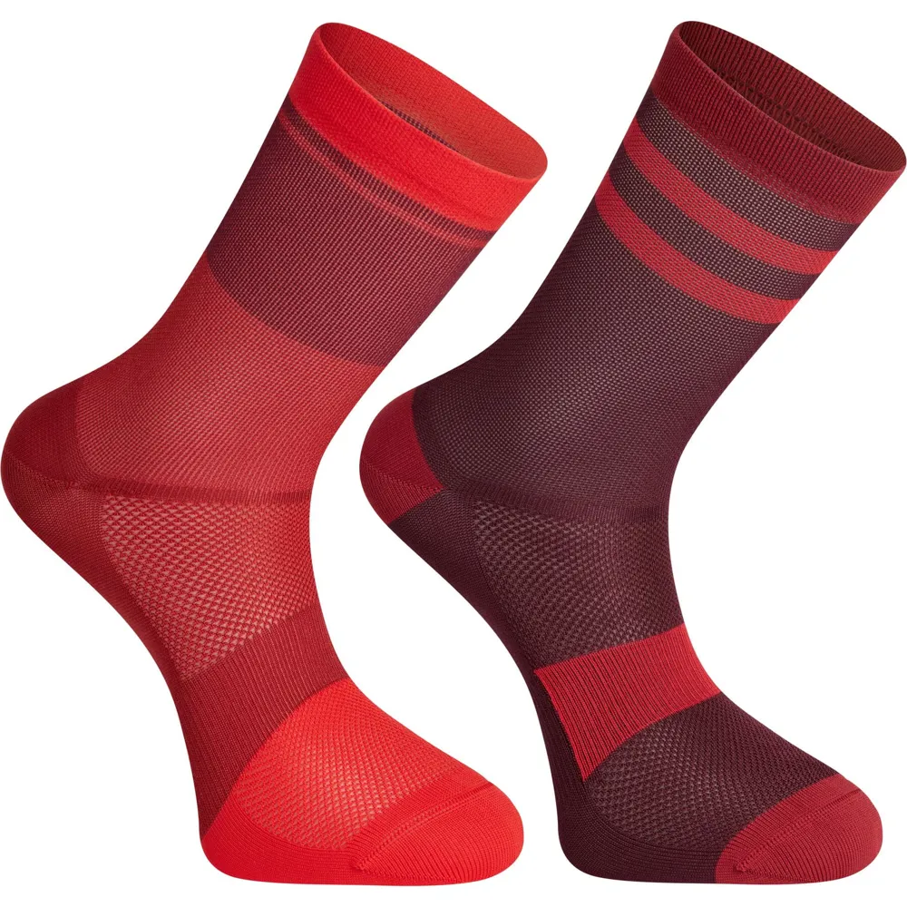 Image of Madison Sportive Mid Sock Twin Pack Chilli Red/Burgundy