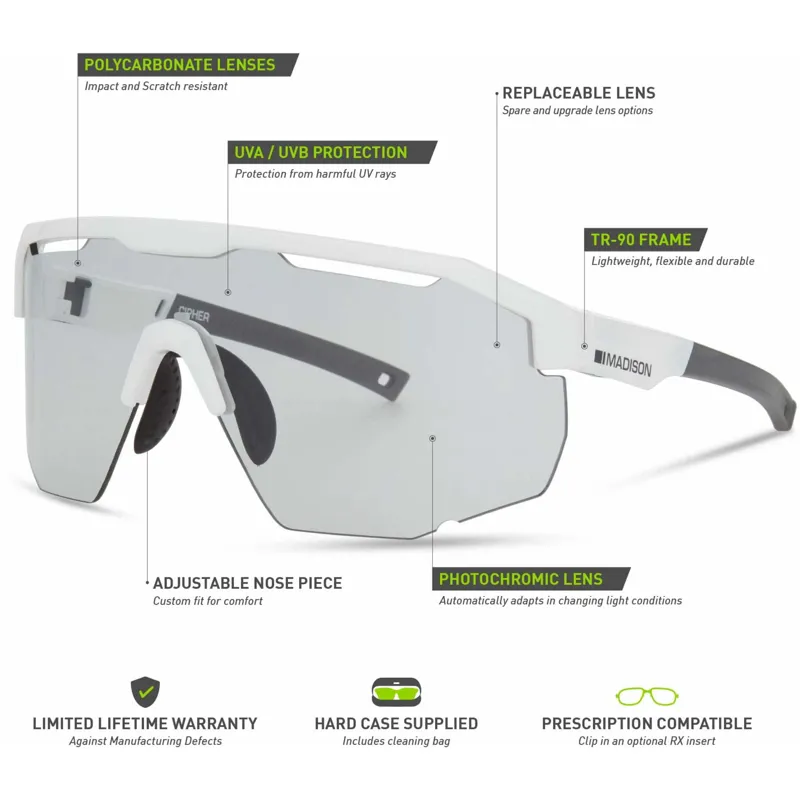 Madison Cipher Sunglasses Gloss White/Photochromic Lens-5