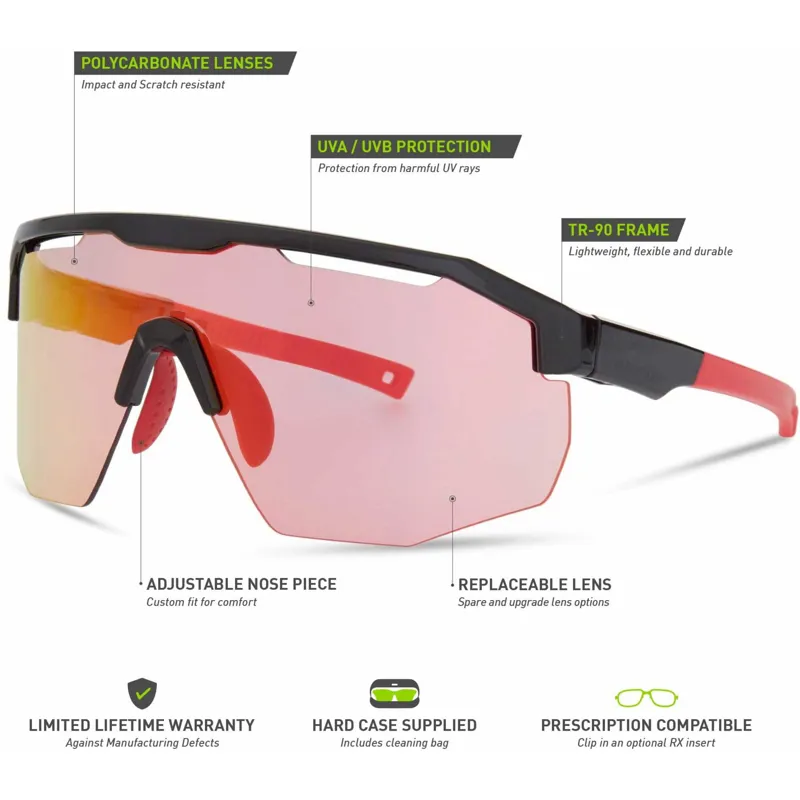 Madison Cipher Sunglasses Gloss Black/Pink Rose Mirror-5