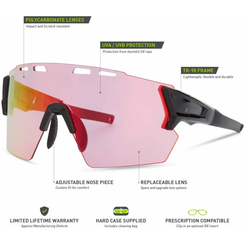 Madison Stealth Sunglasses 3 Pack Gloss Black/Pink Rose Mirror/Amber and Clear lens-5