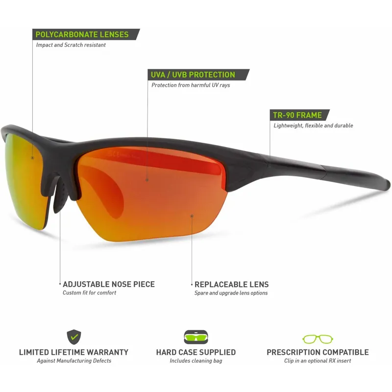 Madison Mission Sunglasses Matte Black/Fire Mirror-5