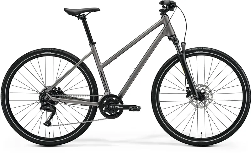 Merida Crossway 100 Low Step Hybrid Bike 2027 Silk Warm Slate Grey/Black