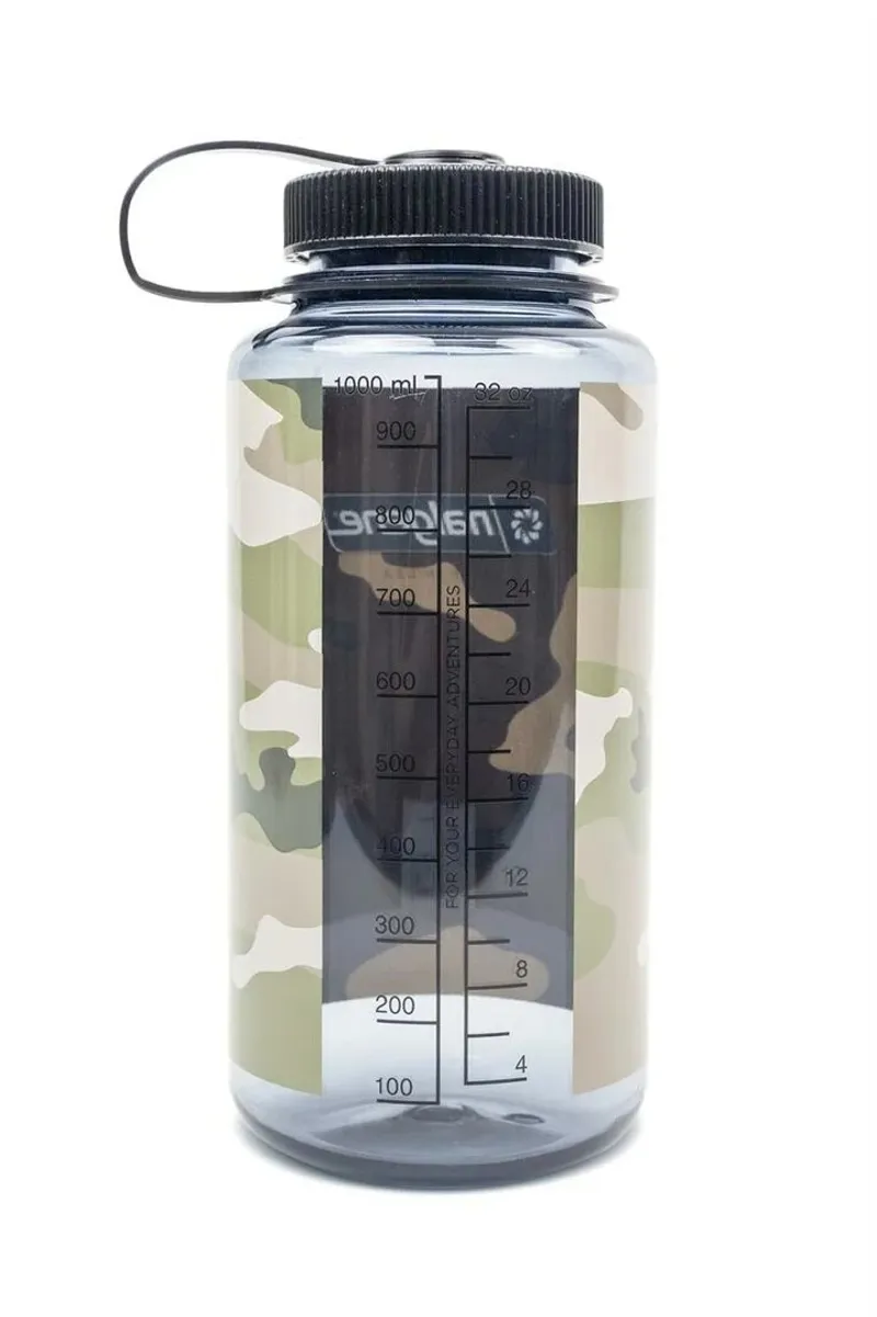 Nalgene Wide Mouth Sustain Tritan 50% Recycled 1L Bottle Grey/Black Camo Print-1