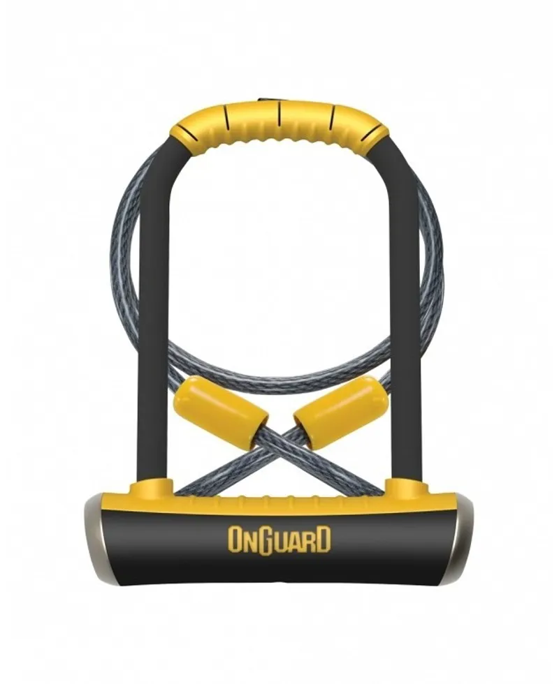OnGuard Pitbull DT 8005 Key D Lock with Cable Diamond Sold Secure Rating Black/Yellow