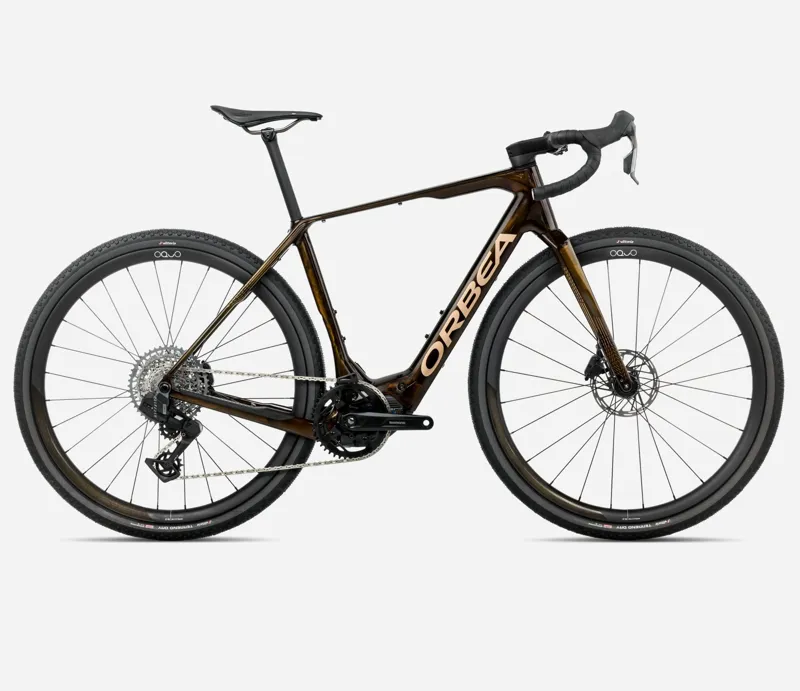 Orbea Denna M31e Electric Gravel Bike 2026 Caramel Carbon View/Golden Sand