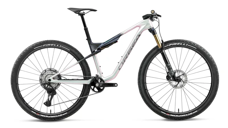 Orbea Oiz M-Pro AXS Mountain Biking 2027 Iris White/Seaweed Carbon View