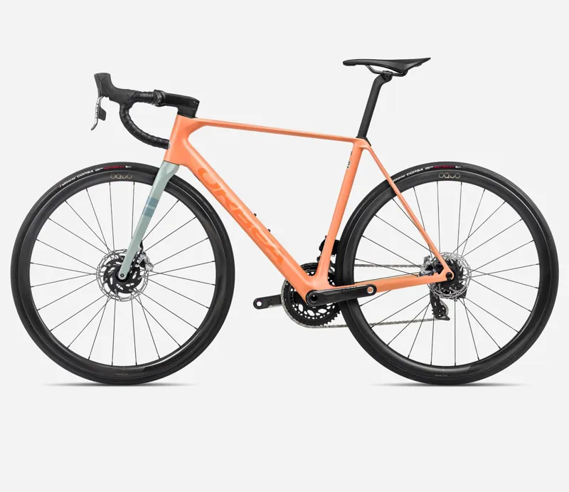 Orbea Orca M11e LTD PWR Road Bike 2024 Orange Cloud/Stone Blue-1