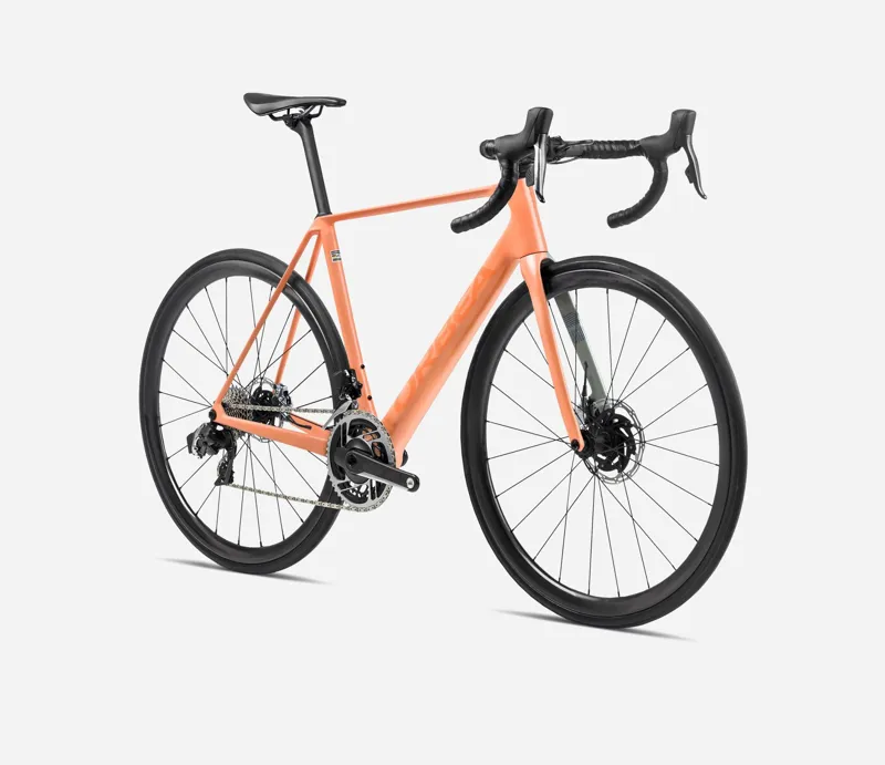 Orbea Orca M11e LTD PWR Road Bike 2024 Orange Cloud/Stone Blue-2