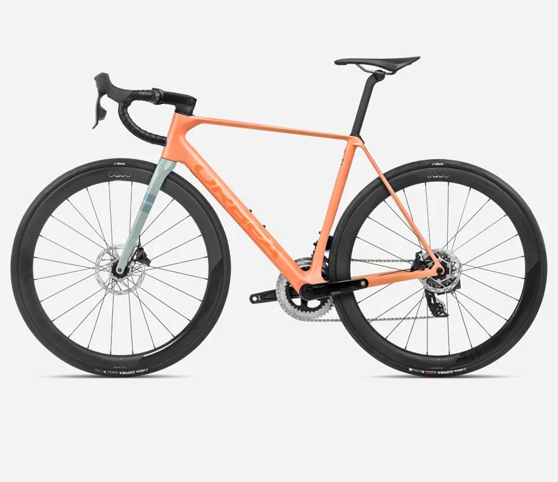 Orbea Orca M31e LTD PWR Road Bike 2024 Orange Cloud/Stone Blue-1