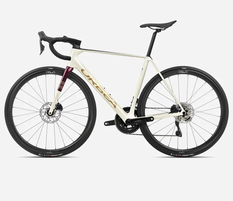 Orbea Orca M35 Road Bike 2024 Ivory White/Burgundy/Vulcano-1