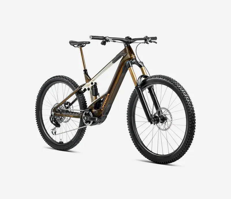 Orbea Wild M-Ltd Electric Bike 2025 Caramel Carbon View/Cream White-1