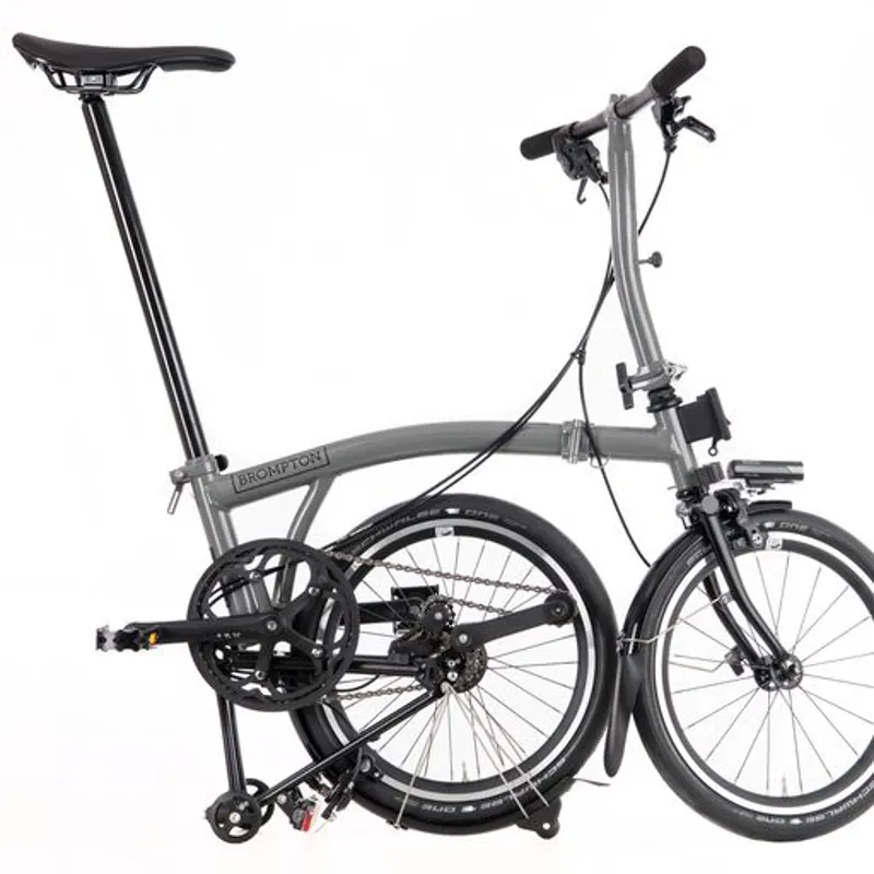 Brompton P-Line Urban Low Bar Folding Bike With Lights 2022 Storm grey-2